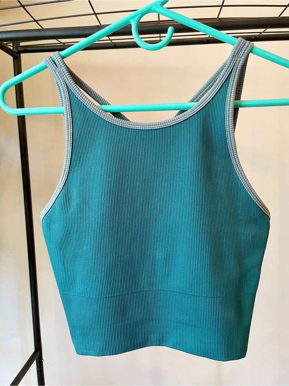 Athleta Women's Teal Ribbed Crop Tank Top